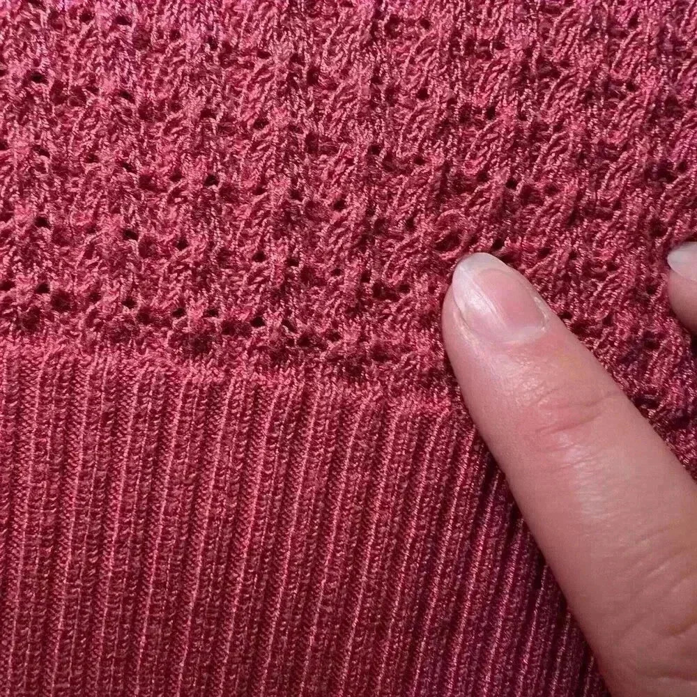 Terra Sky 3x Pink Knit Textured Sweater With Puff Sleeves Plus Size Tops - Picture 9 of 10